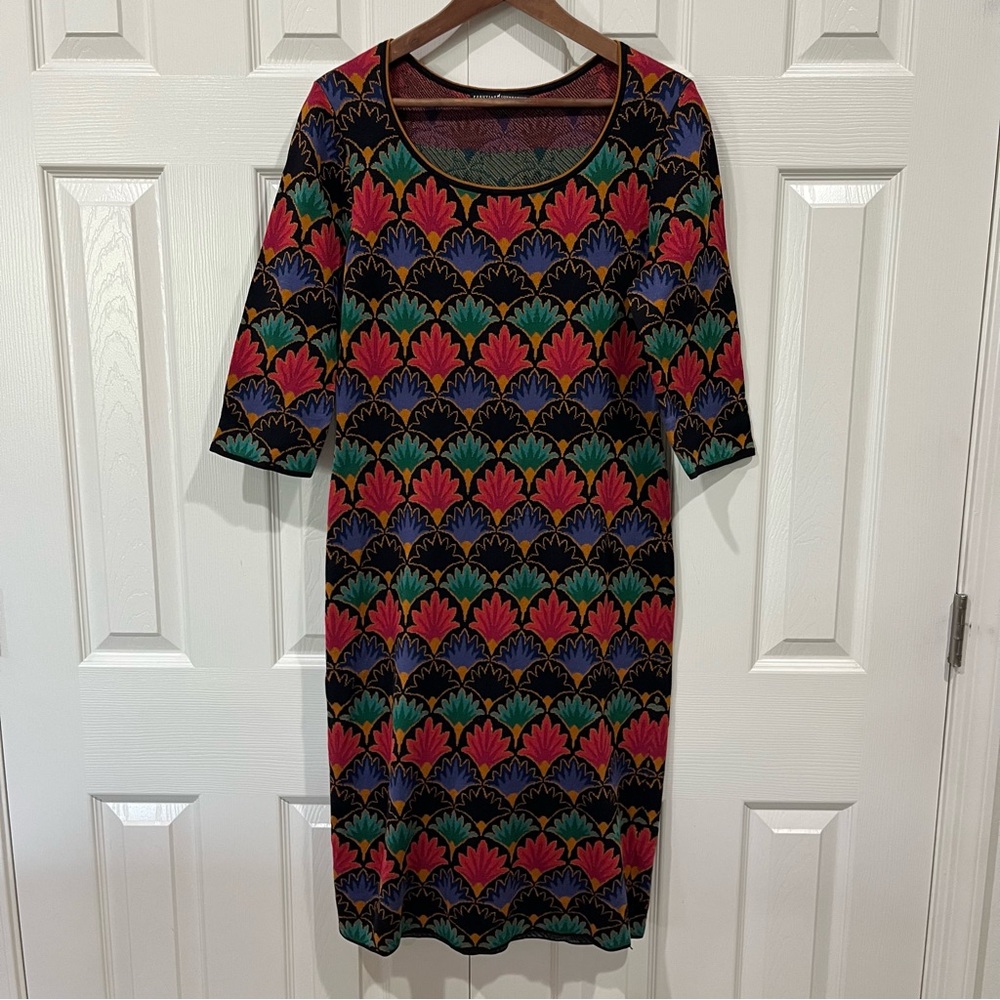 Peruvian Connection Byzantine Knit Sheath Midi Dress Sz M - Picture 2 of 8